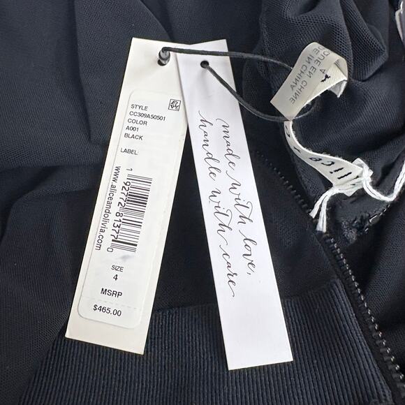 Alice + Olivia sheer mid length pleated ruffle dress with long sleeves, size 4 - Picture 6 of 6